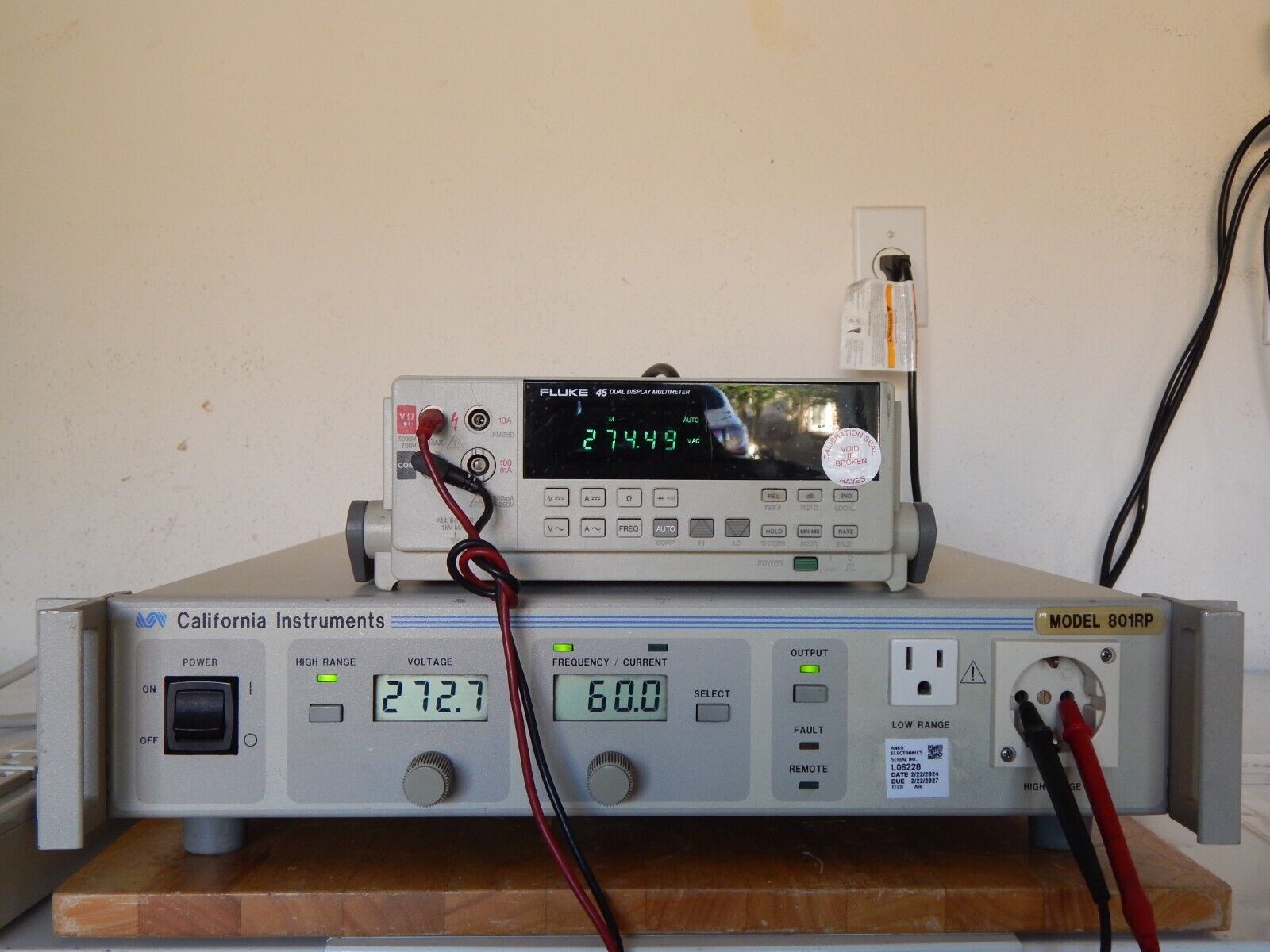 801RP-IF AC Source, 800VA, 0-270V, 45-500Hz, GPIB, 2 in stock