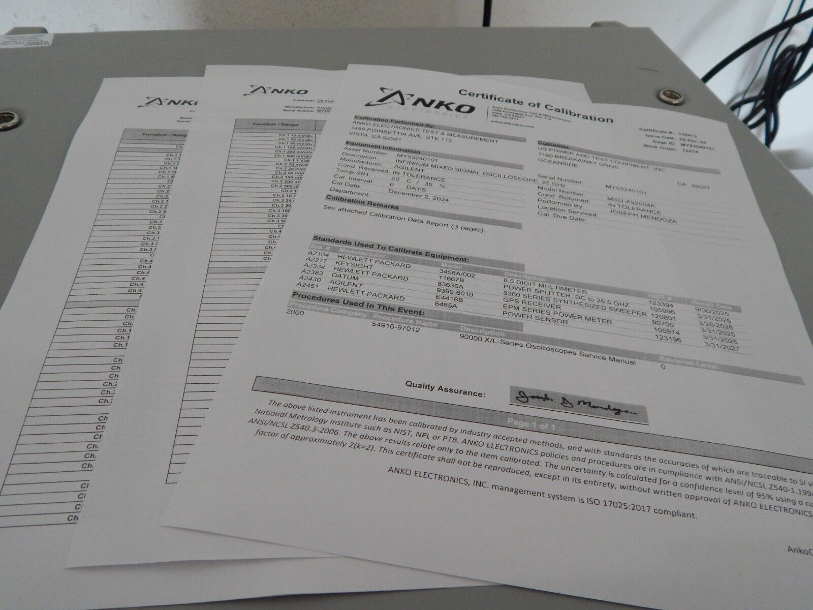 Keysight Infiniium MSOX92504A 25GHz Mixed Signal Oscilloscope Z540 cal 12/2024