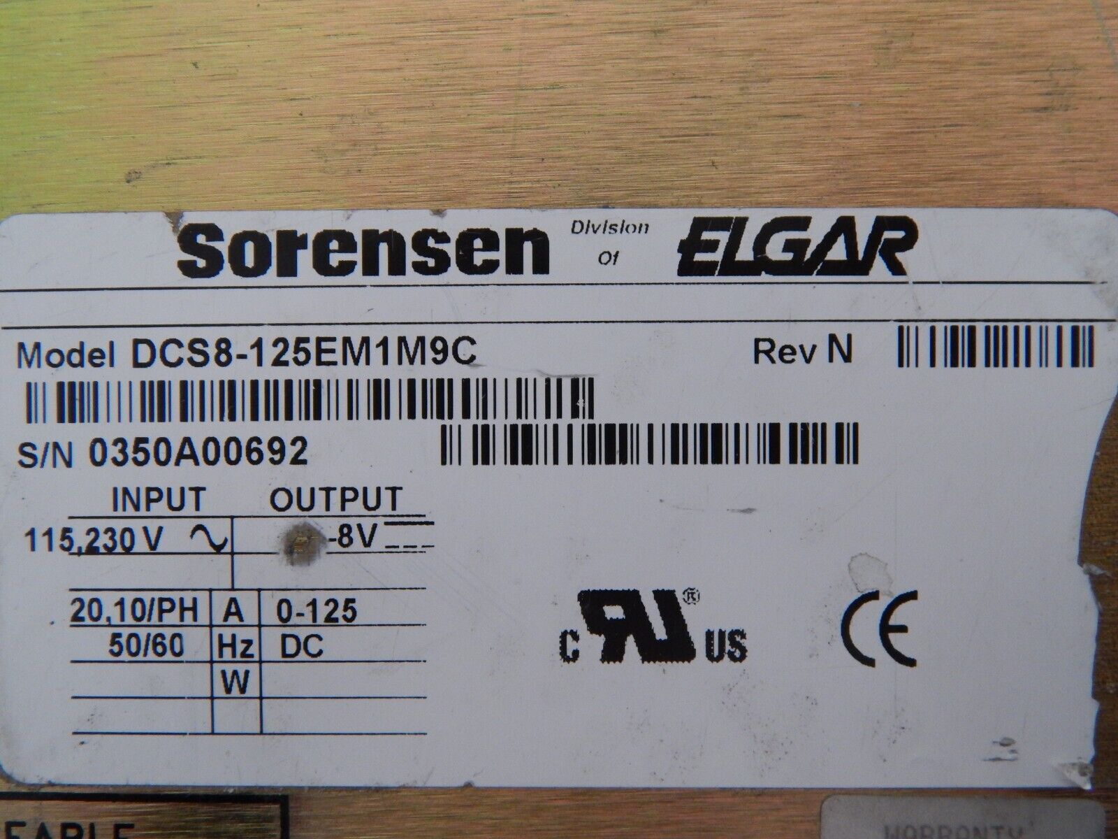 Sorensen DCS8-125E M9C (GPIB) DC Power Supply 8V @ 125A cover stain (3 in stock)