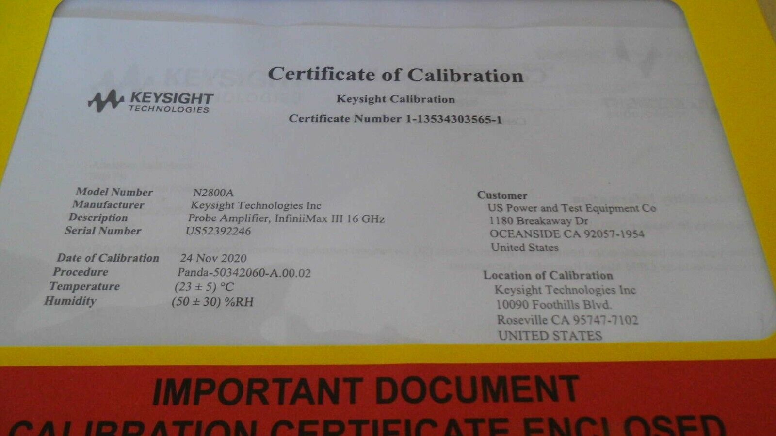 InfiniiMax III N2800A 16GHz Probe Amplifier 13 in stock w/ exp Keysight  cal.