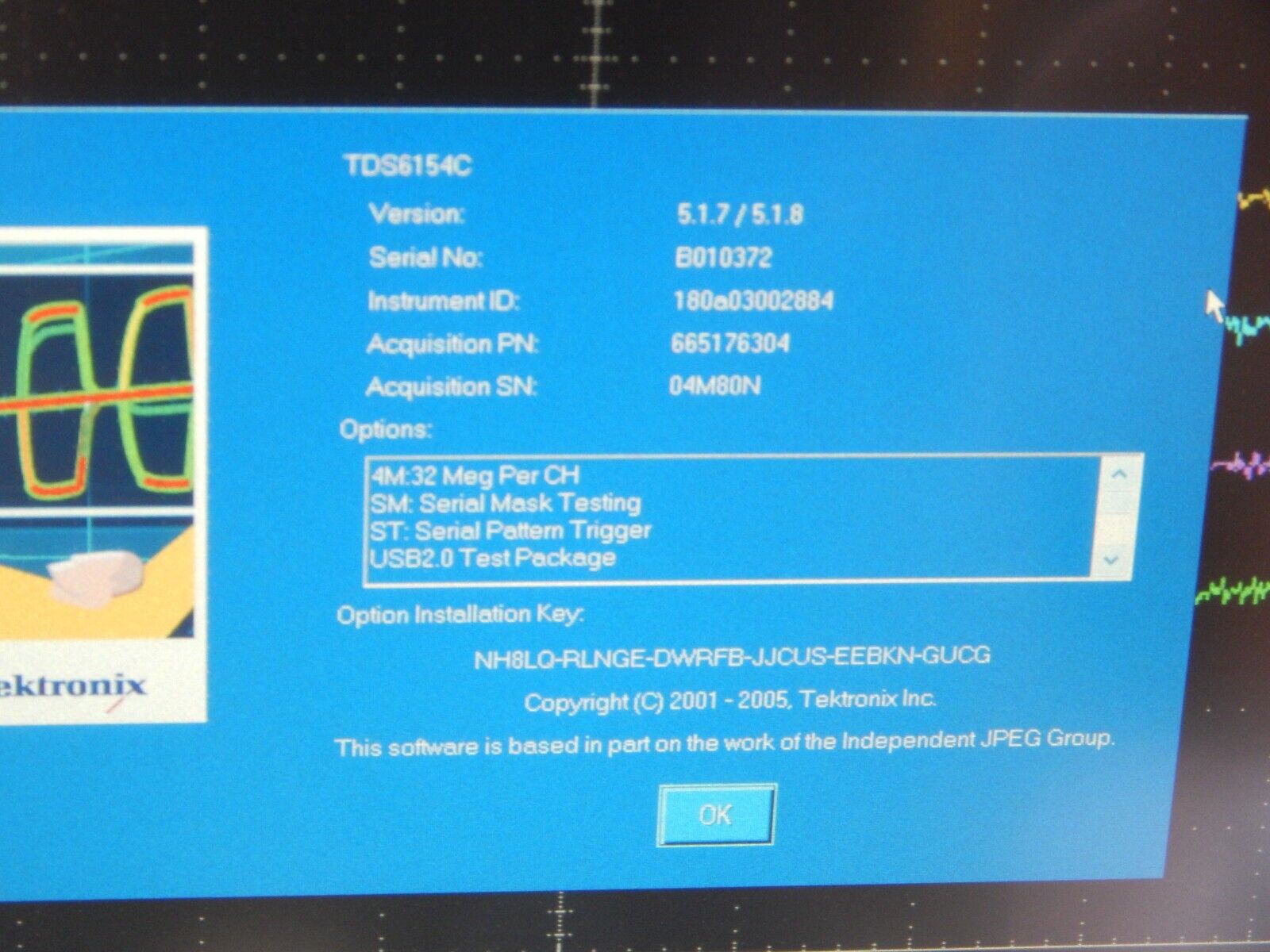 TDS6154C 15GHz 40GS/s 8 Options, NIST calibration