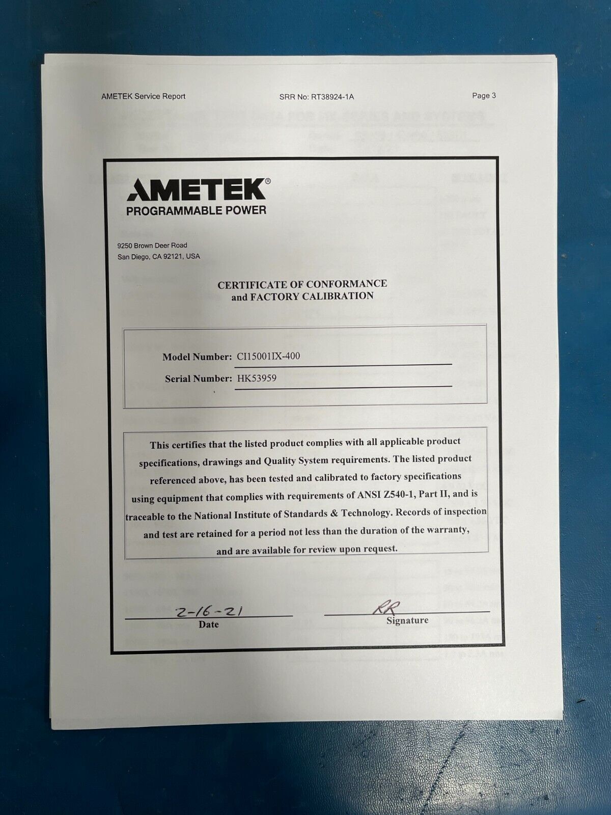 California Instruments 15001iX 15 KVA AC Power Source Calibrated by Ametek
