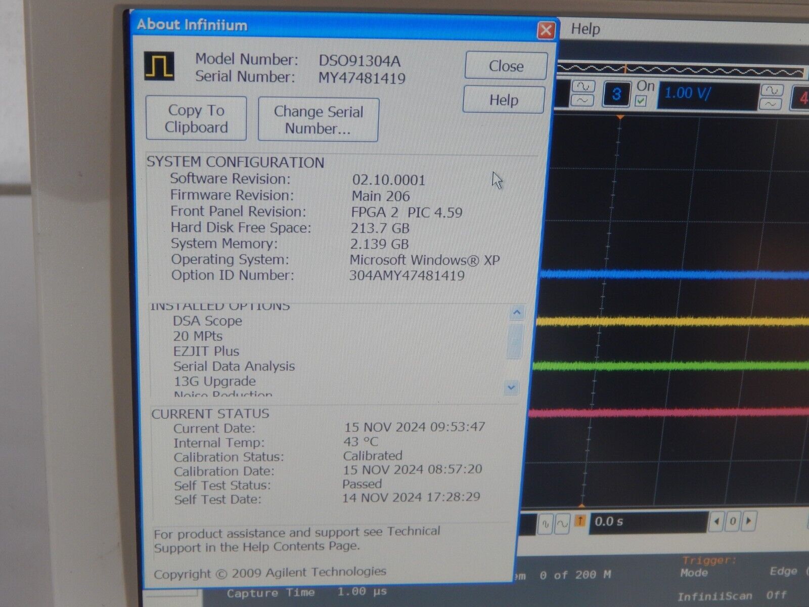 Agilent Infiniium DSA91304A Oscilloscope  13Ghz 40Gs/s MY47481419
