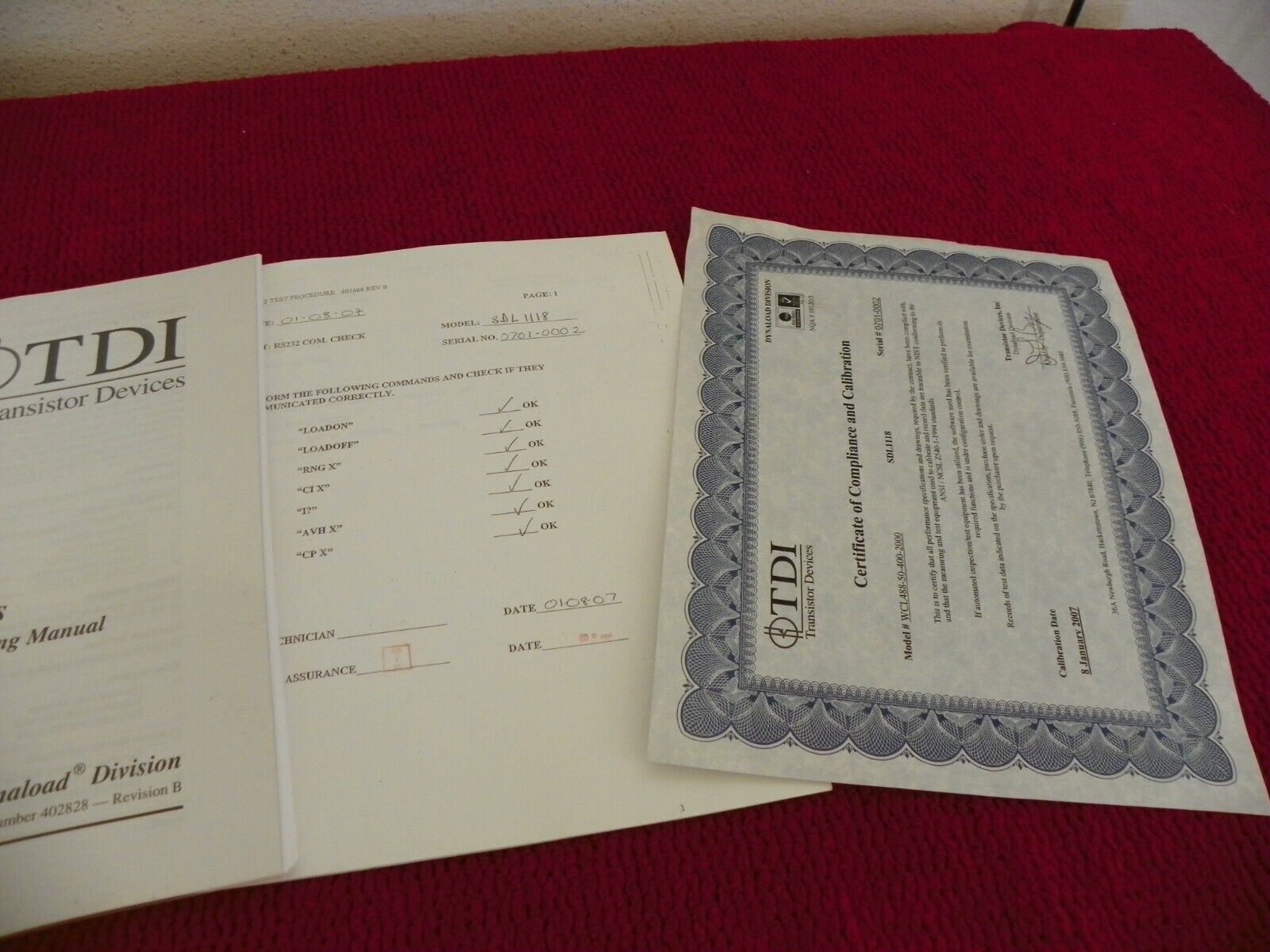 TDI Dynaload WCL488 50-400-2000 2KW Electronic Load SDL 1118