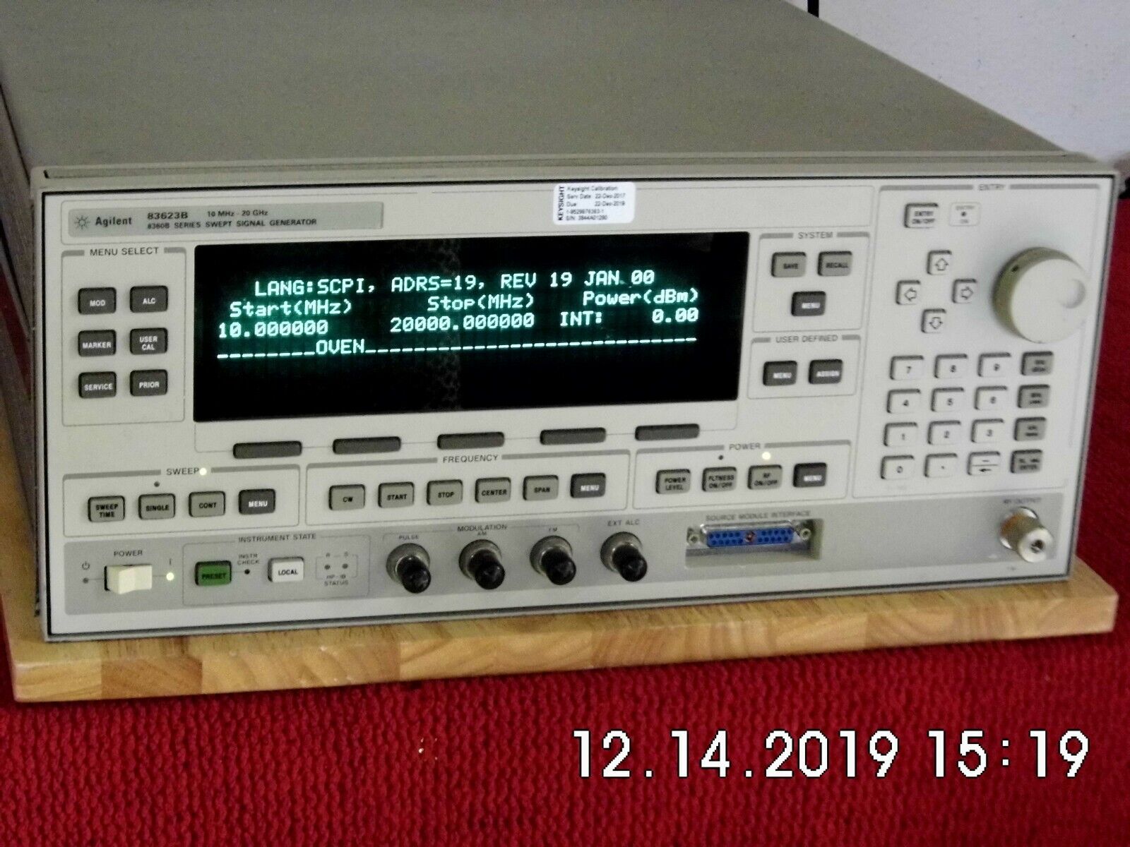 Agilent HP 83623B w/001/008 High Power Synthesized Sweeper- exp. Keysight Cal.