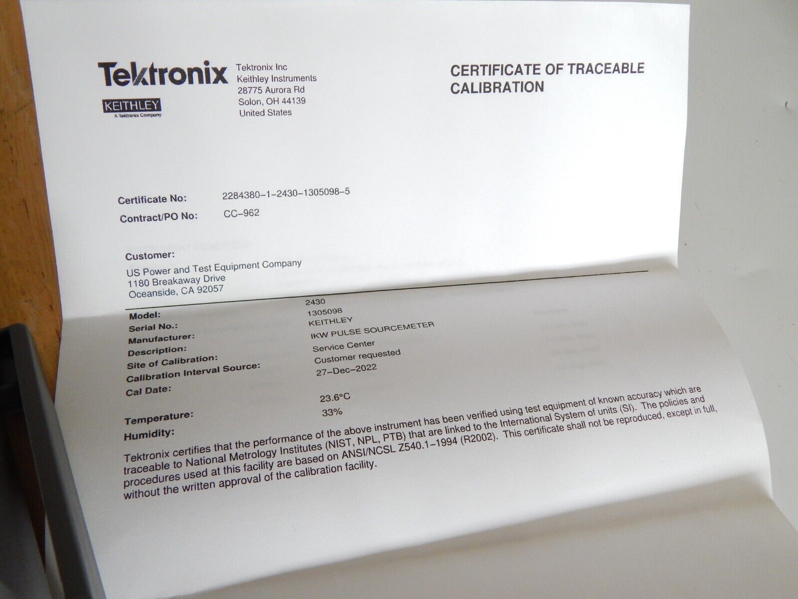 Keithley 2430 1kW Pulse Mode SourceMeter to 100V & 10A, REV C34, OEM NIST Cal