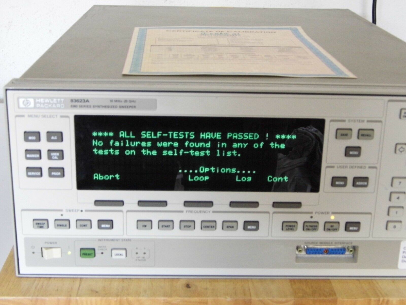 Agilent HP 83623A 10MHz-20GHz Higher Power Synthesized Sweeper 004/008 Cal'ed
