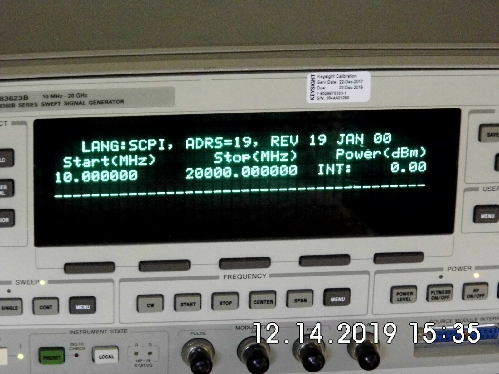 Agilent HP 83623B w/001/008 High Power Synthesized Sweeper- exp. Keysight Cal.