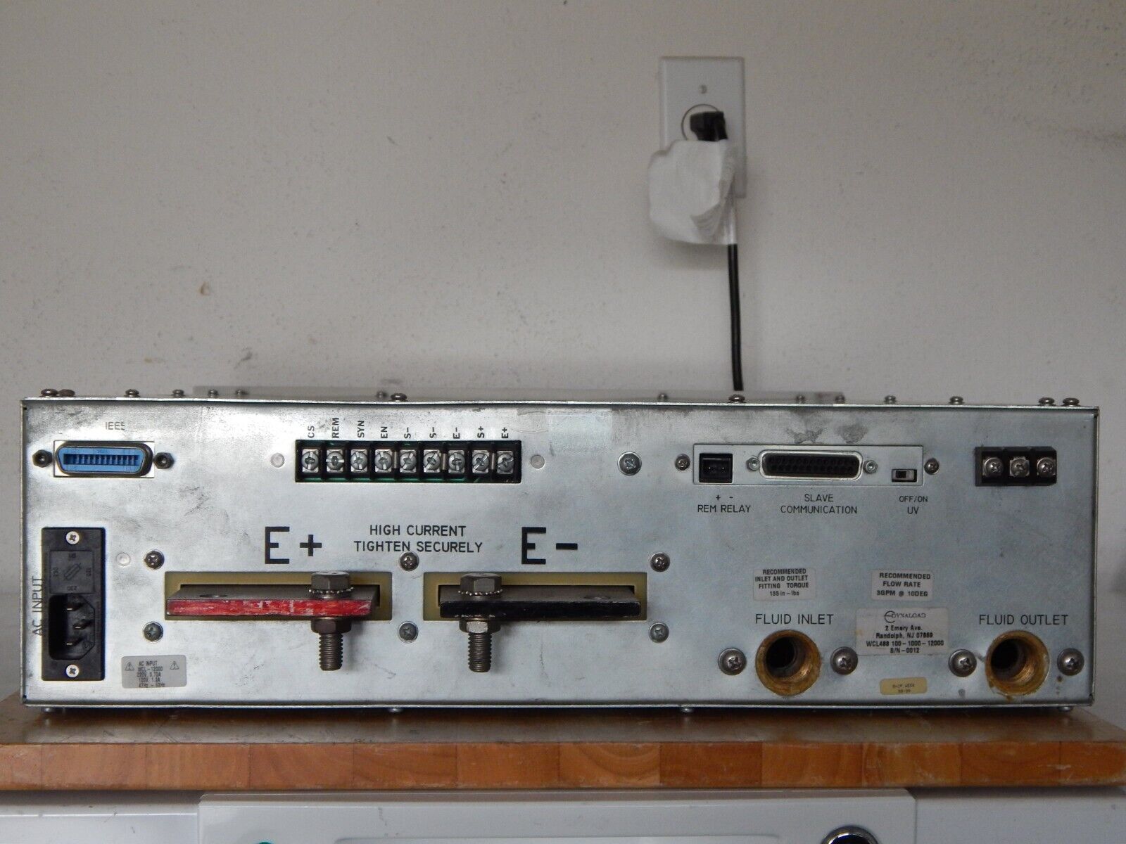 TDI WCL488 100-1000-12000 DC Electronic Load 100V 1000A 12 KW Water Cooled