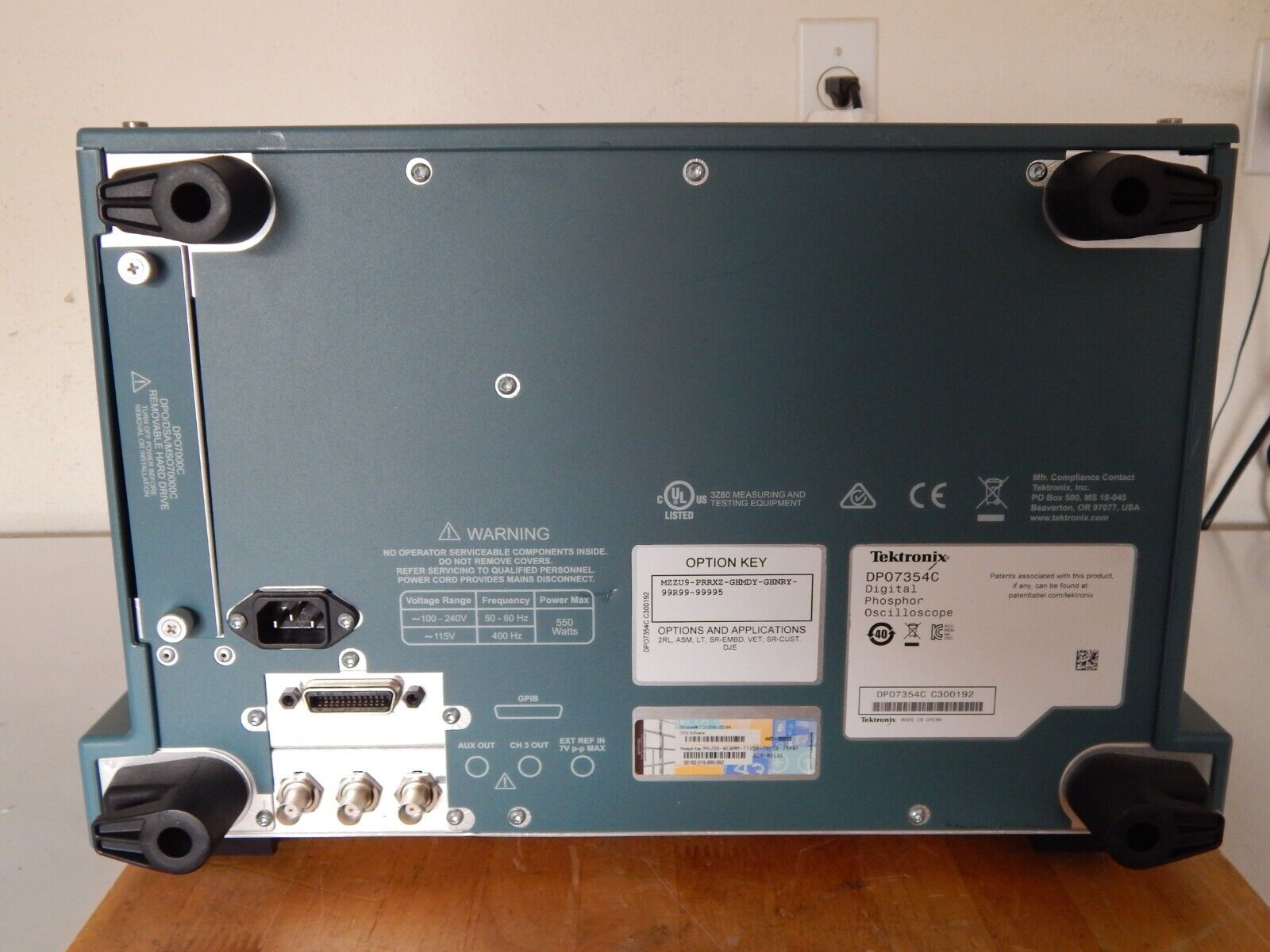 Tektronix DPO7354C 4 Channel 3.5GHz Phosphor Oscilloscope C300192 NIST cal'd