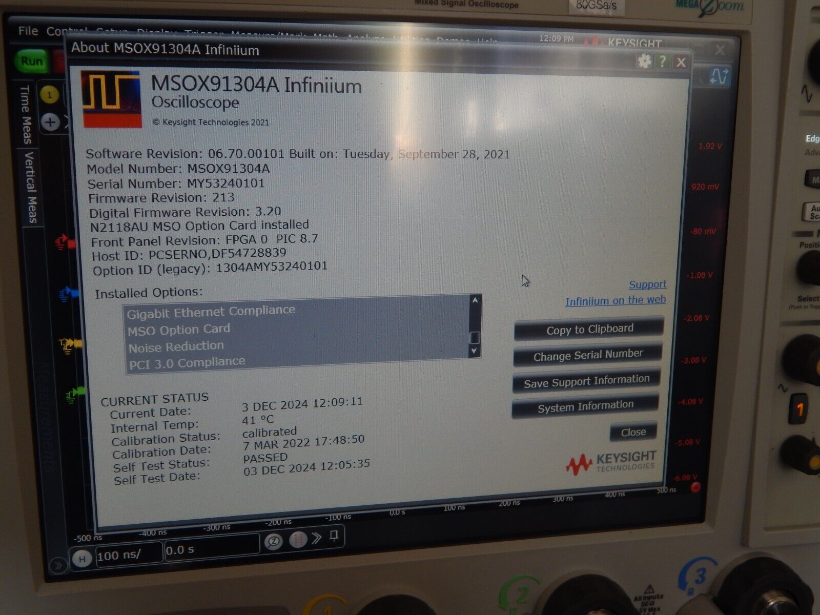 Keysight Infiniium MSOX92504A 25GHz Mixed Signal Oscilloscope Z540 cal 12/2024