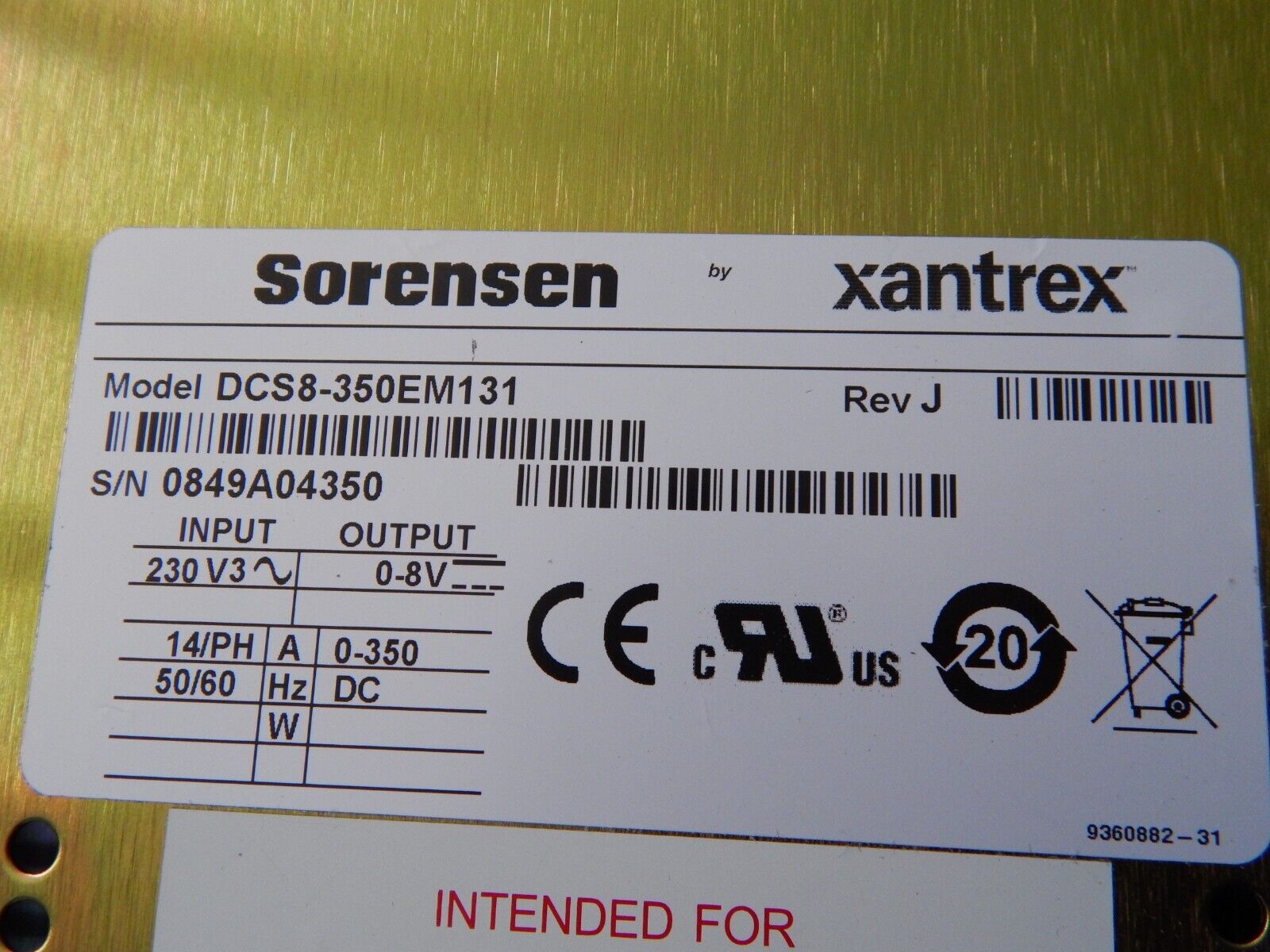 Sorensen DCS8-350E M131 Ethernet Power Supply Mint!!