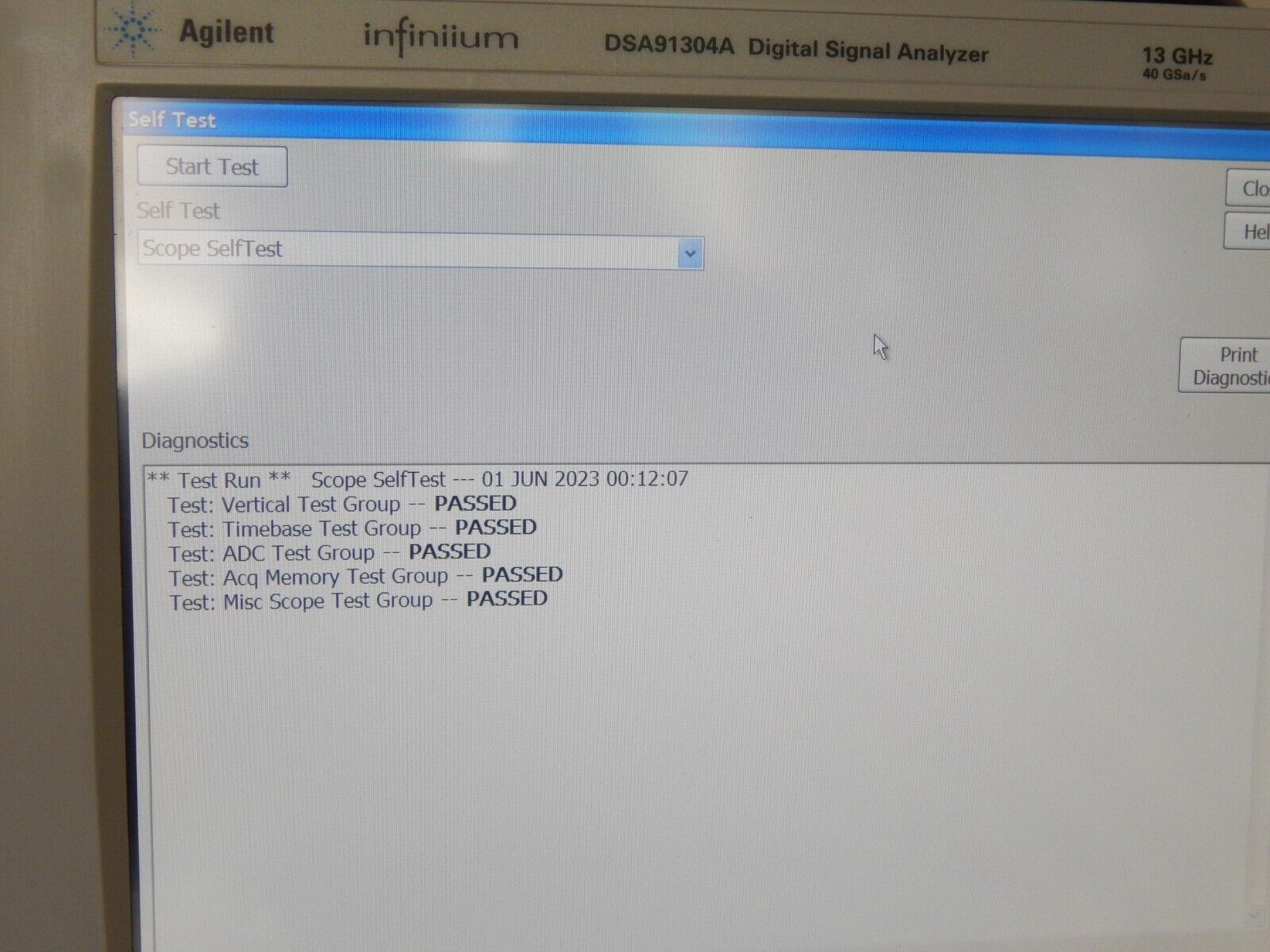 Keysight DSA91304A 'every option' 13Ghz 40Gs/s oscilloscope, cal'ed with data