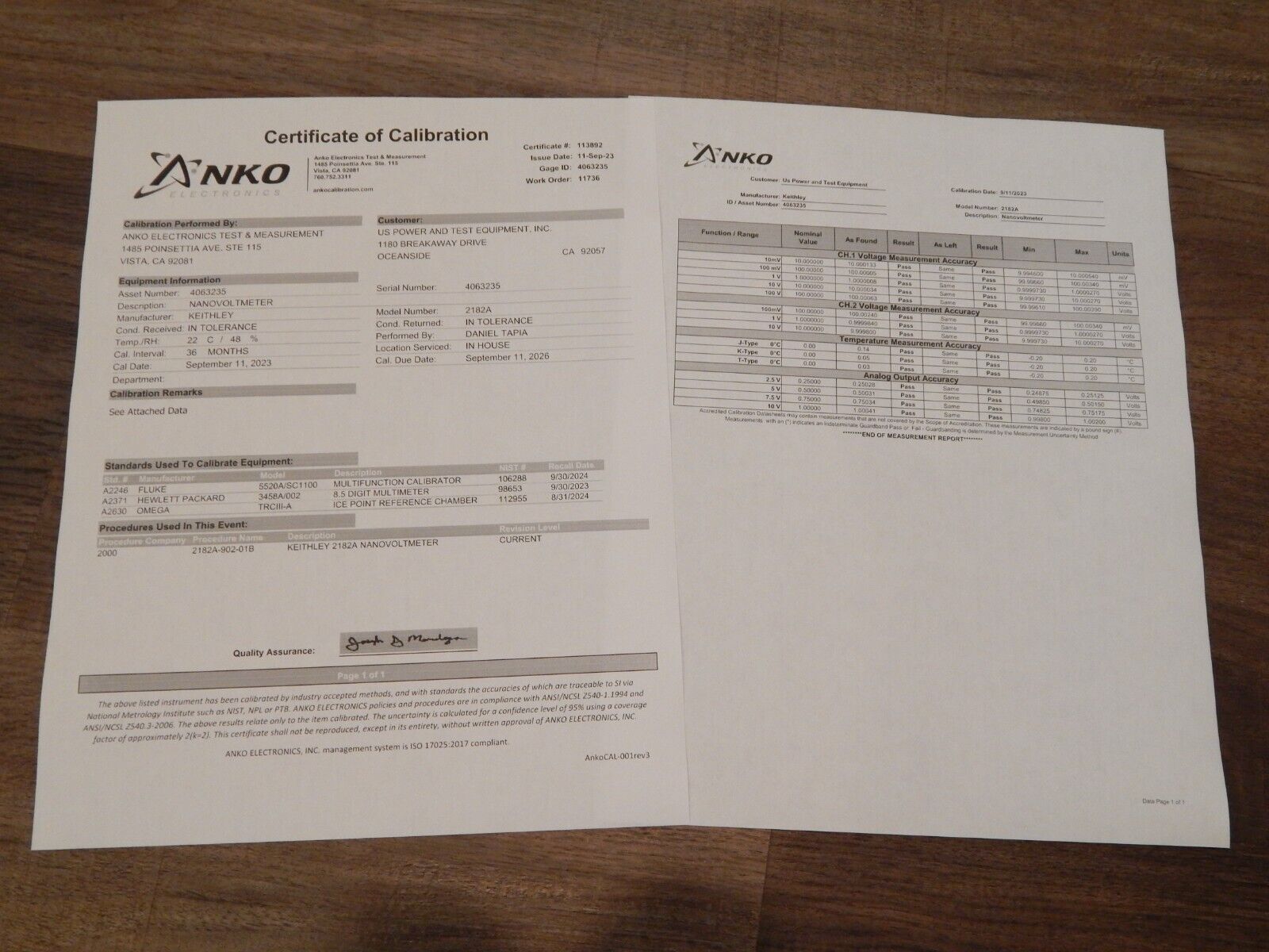 Keithley 2182A Dual Channel Digital Nanovoltmeter warranty NIST Cal w/data (4)