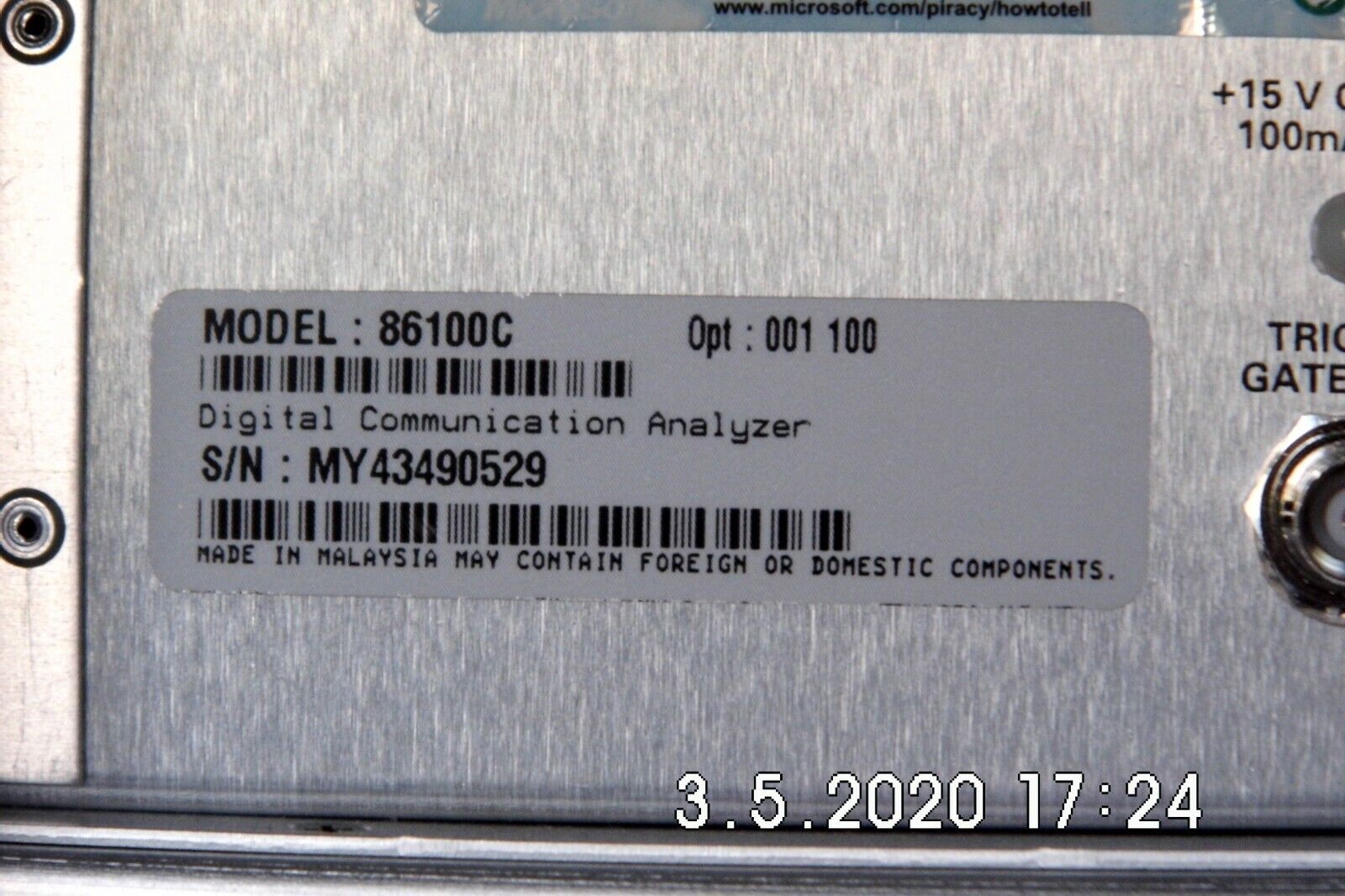 Agilent 86100C Infiniium DCA-J Oscilloscope Mainframe 001,100 NIST calibrated