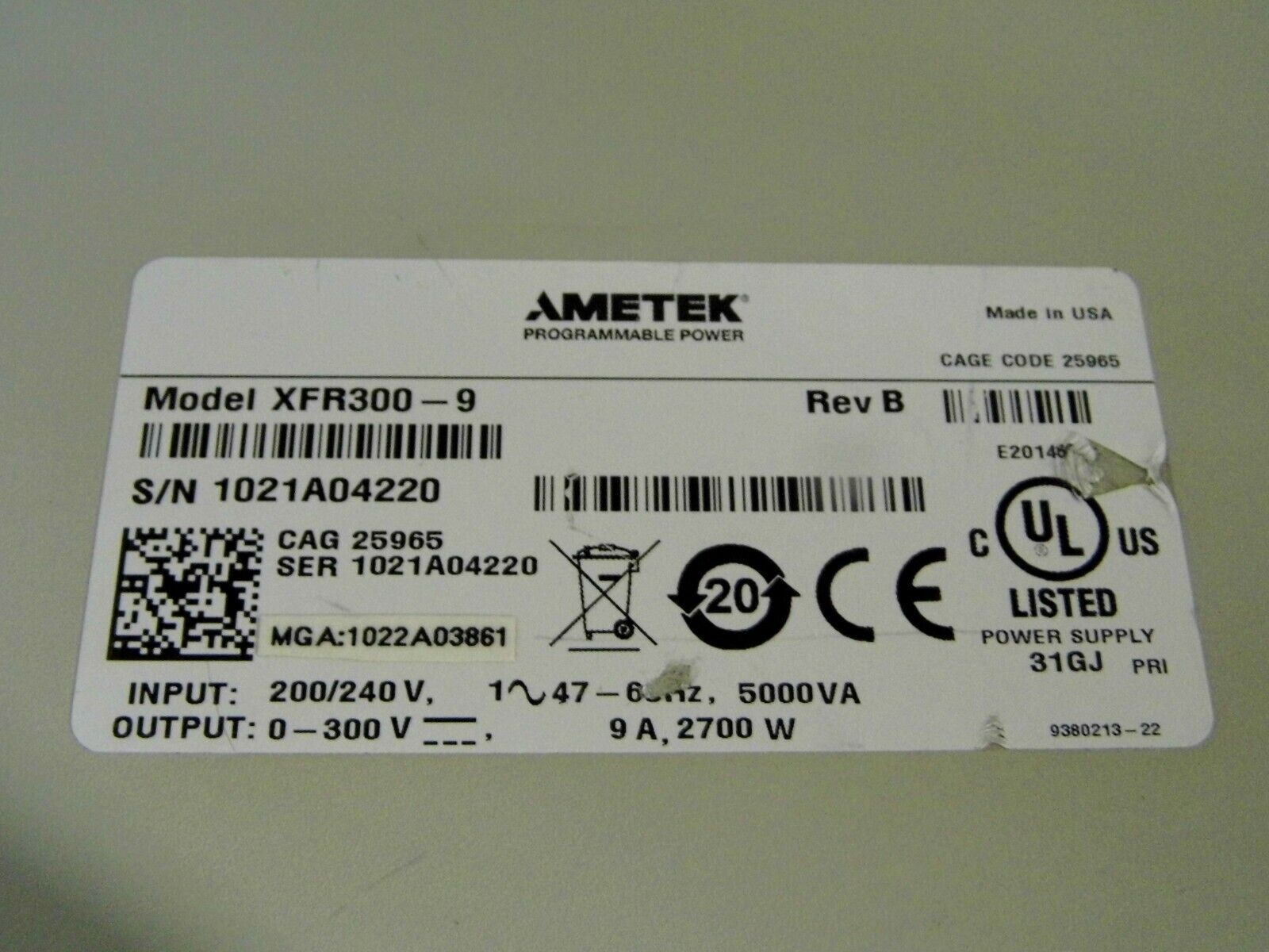 Xantrex XFR300-9 w/GPIB  DC programmable power supply 