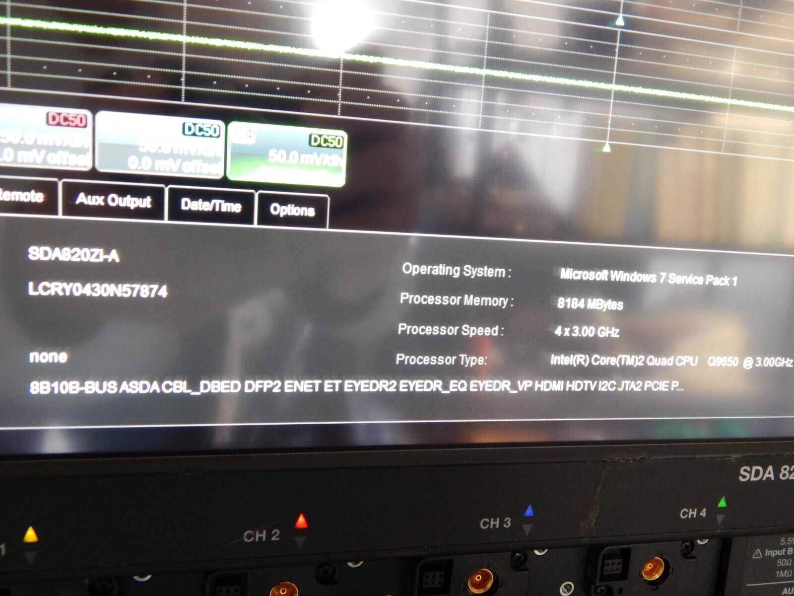 LeCroy SDA820Zi-A oscilloscope w/mfg cal & data 1/25/22 option loaded