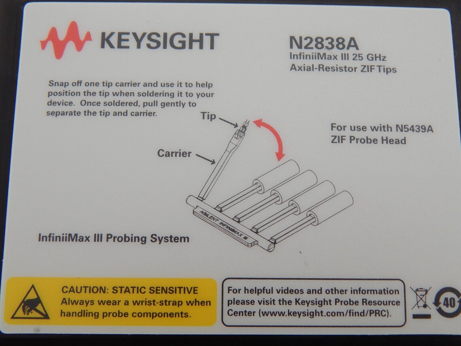 N2838A InfiniiMax III 25 GHz PC board ZIF Tips