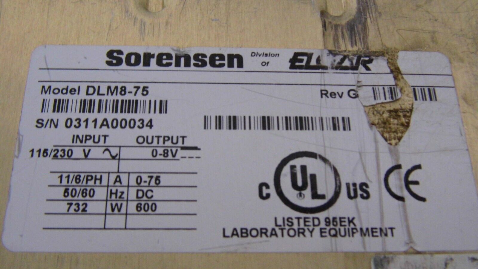 Sorensen DLM8-75  0-8V 75A 600W  DC Power Supply  (6 in stock)