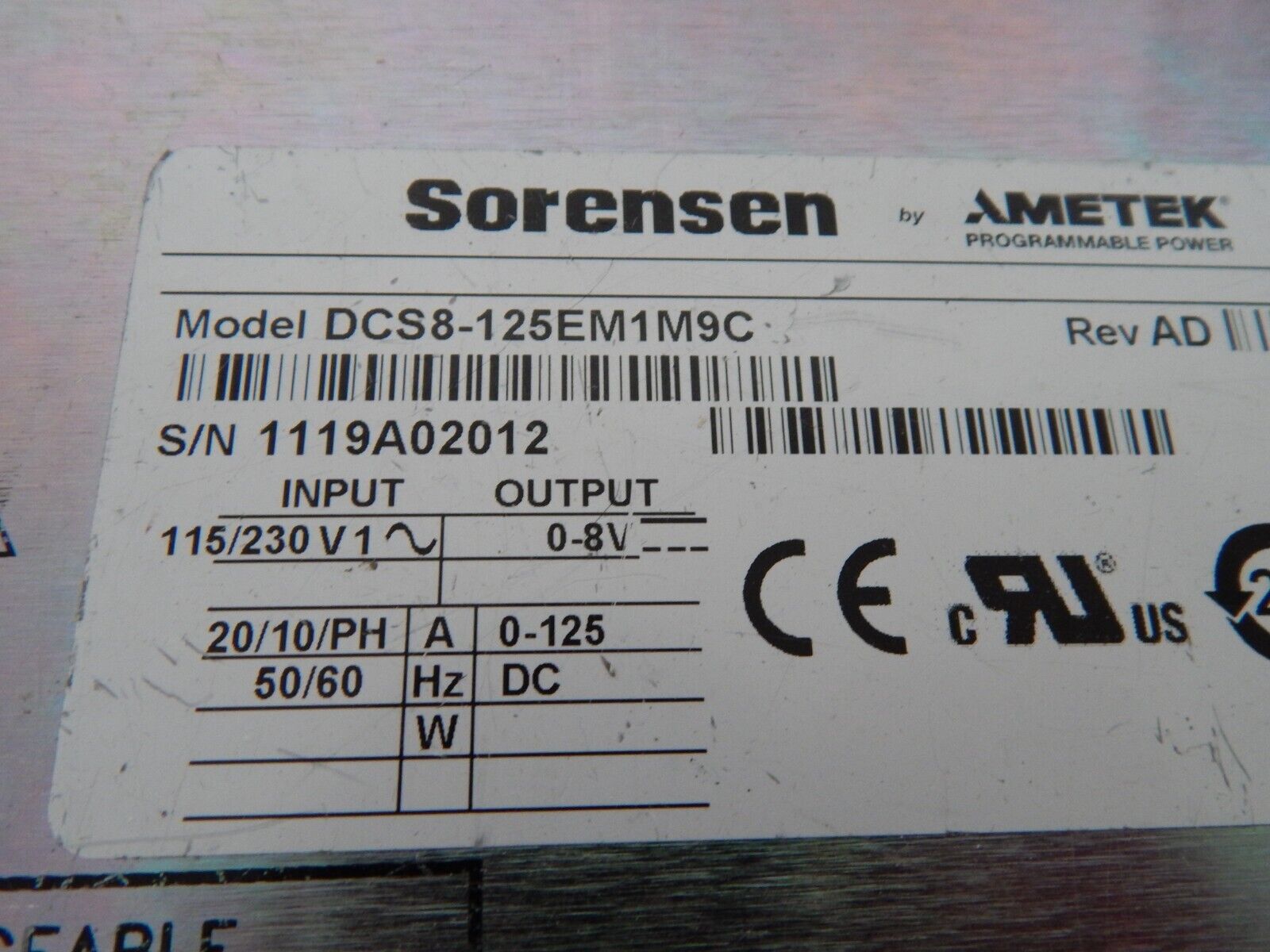 Sorensen DCS8-125E M9C (GPIB) DC Power Supply 8V @ 125A (5 in stock)