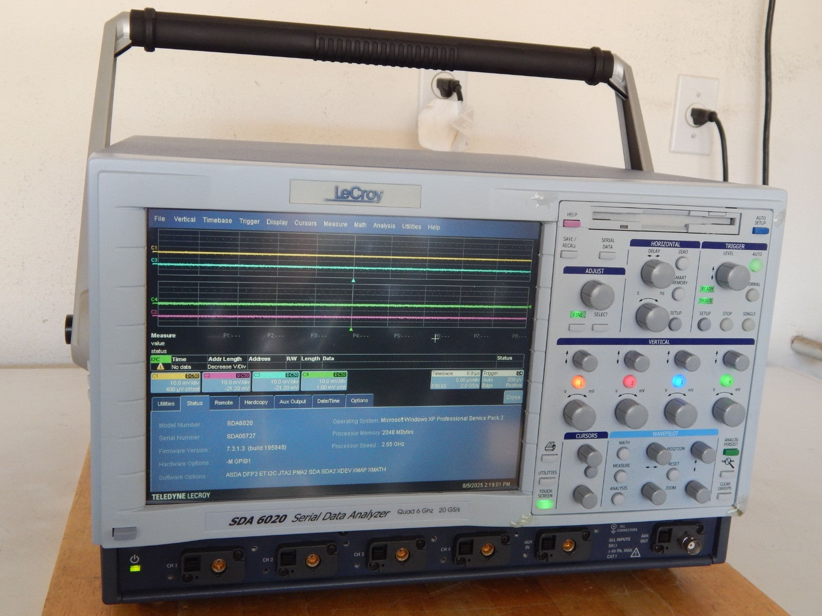 Lecroy SDA6020 6Ghz QUAD 20GS, opt's ASDA DFP2 ET I2C  JTA2 PMA2 SDA SDA2 & more