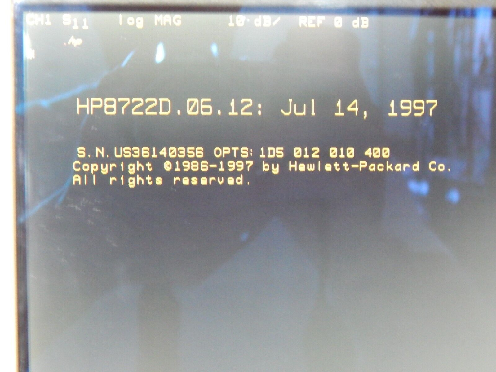 HP Agilent 8722D Network Analyzer Opt's 010, 012, 1D5, 400 S/N US36140356 WRNTY