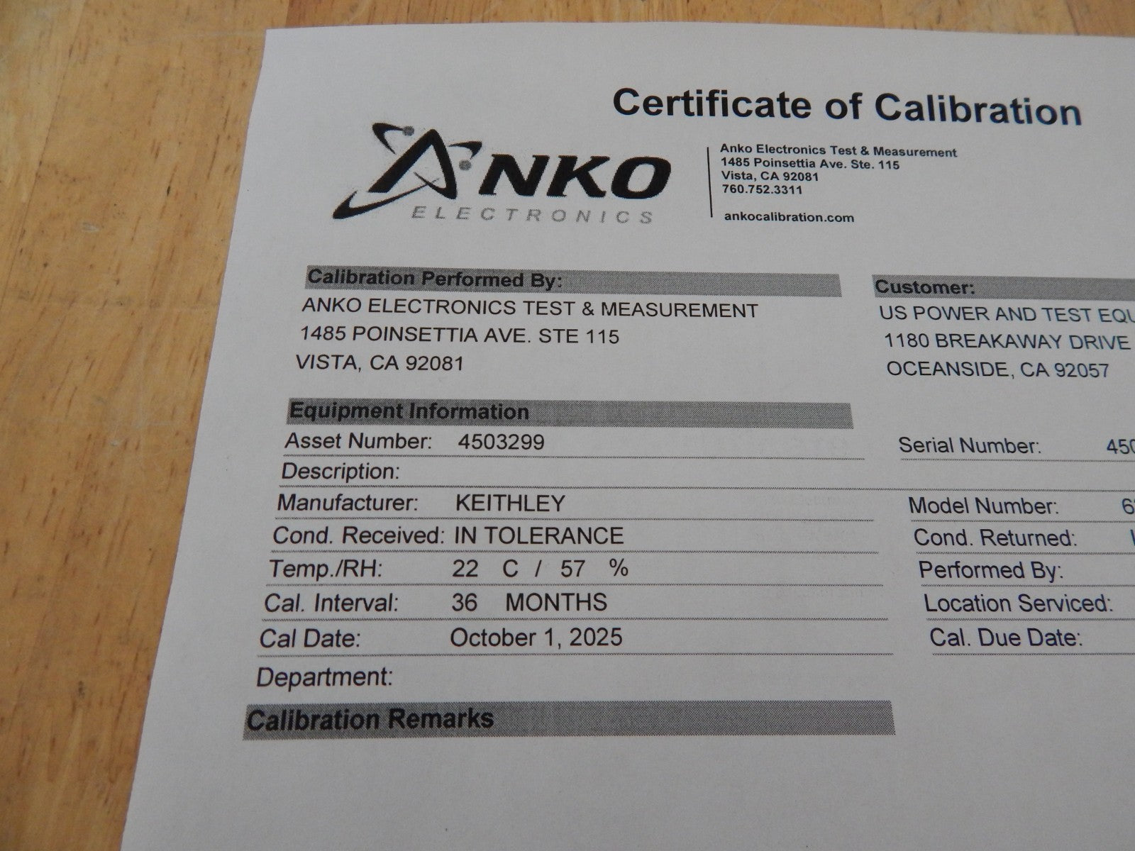 Keithley 6220 Precision Current Source- NIST Calibrated October 2025