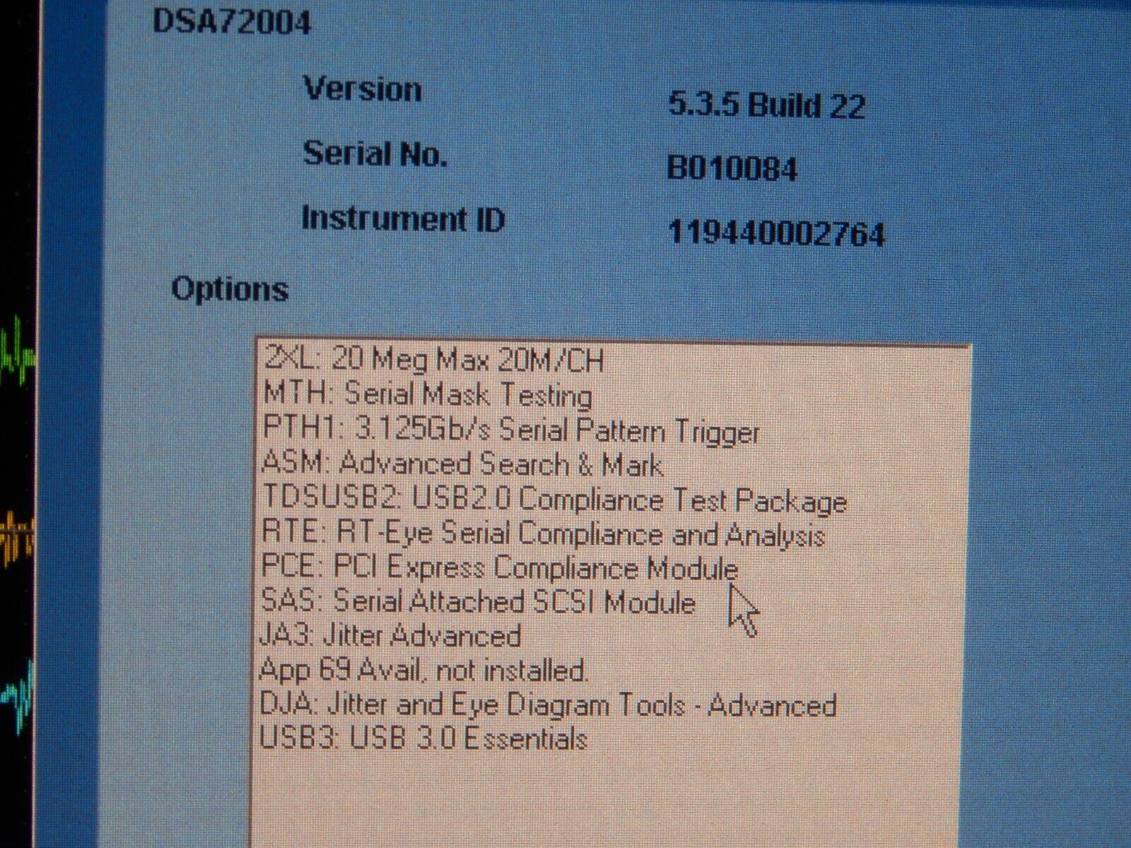 Tektronix DSA72004 Oscilloscope, option loaded & NIST cal'ed w/data