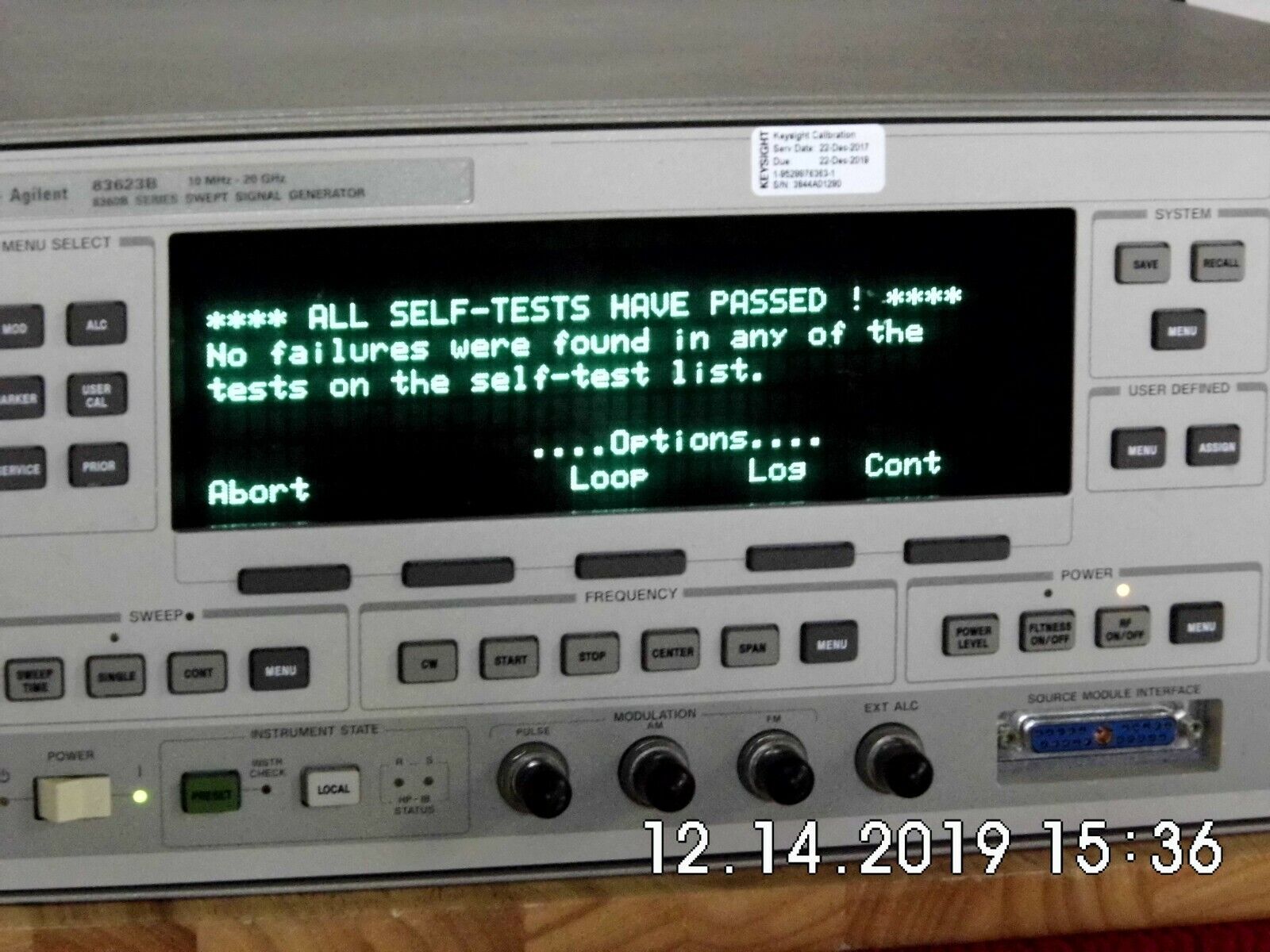 Agilent HP 83623B w/001/008 High Power Synthesized Sweeper- exp. Keysight Cal.