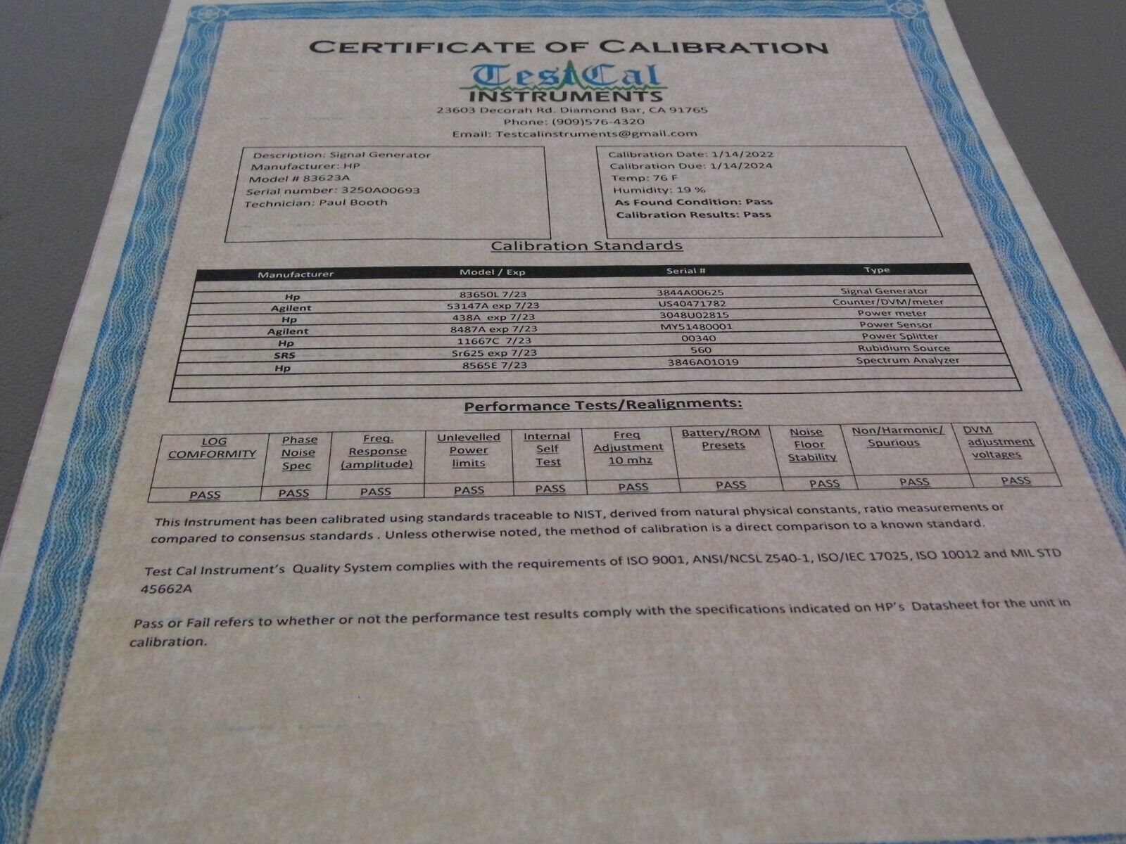 Agilent HP 83623A 10MHz-20GHz Higher Power Synthesized Sweeper 004/008 Cal'ed