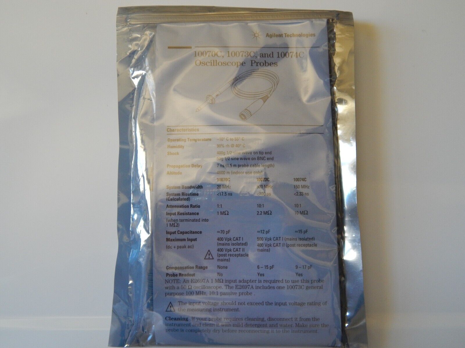 Agilent 10073C 10X Oscilloscope Probe 500MHz, brand new, 3 in stock