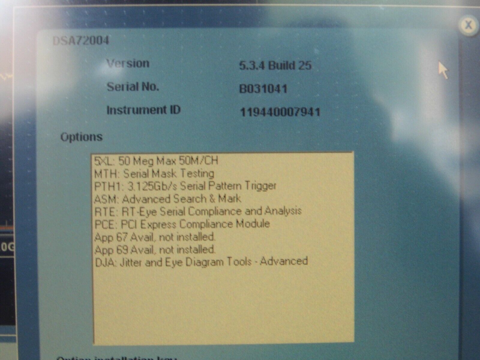 Tektronix DSA72004 Oscilloscope  5XL MTH ST ASM RTE PCE PTD DJA ISO17025