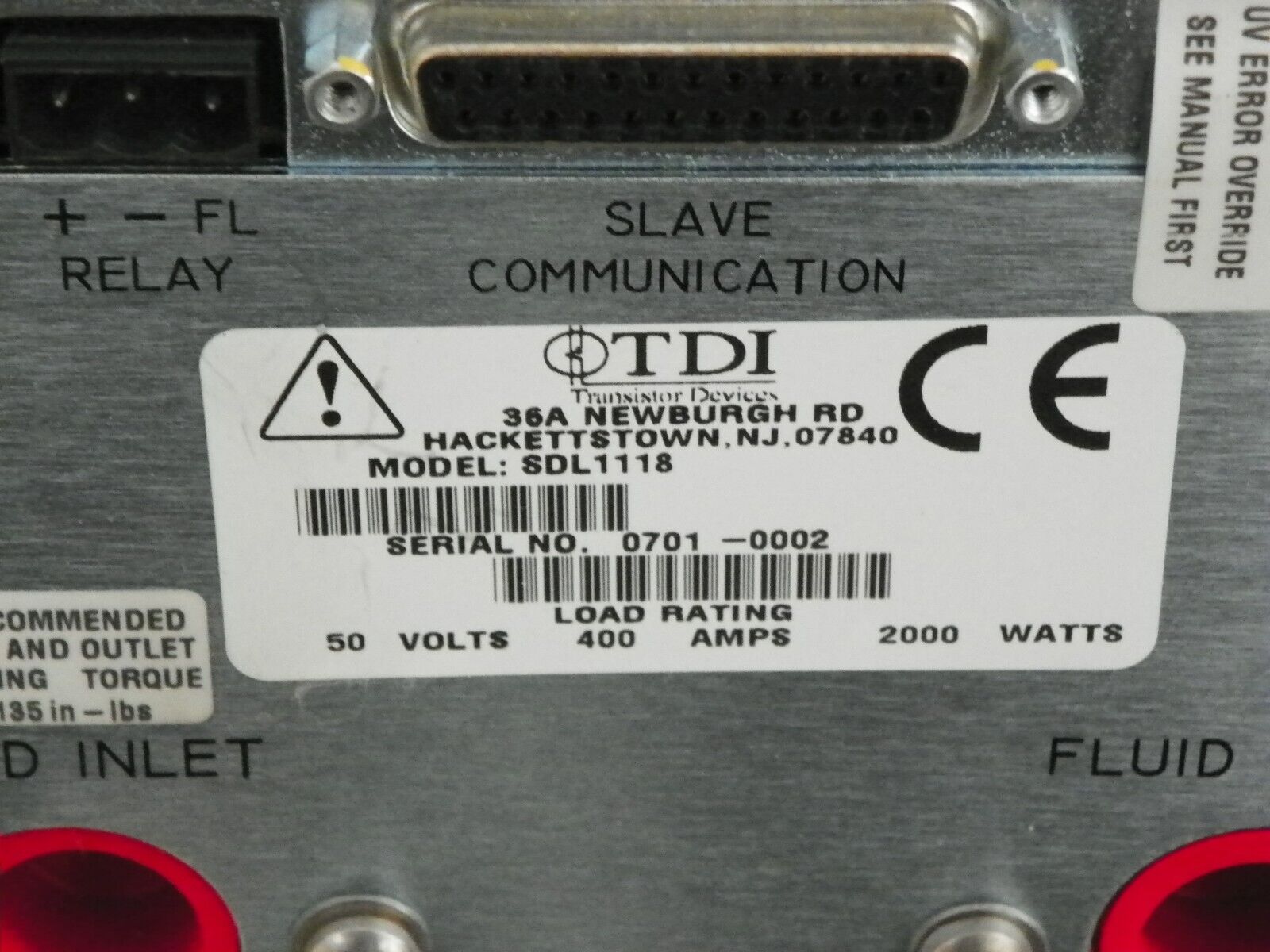 TDI Dynaload WCL488 50-400-2000 2KW Electronic Load SDL 1118