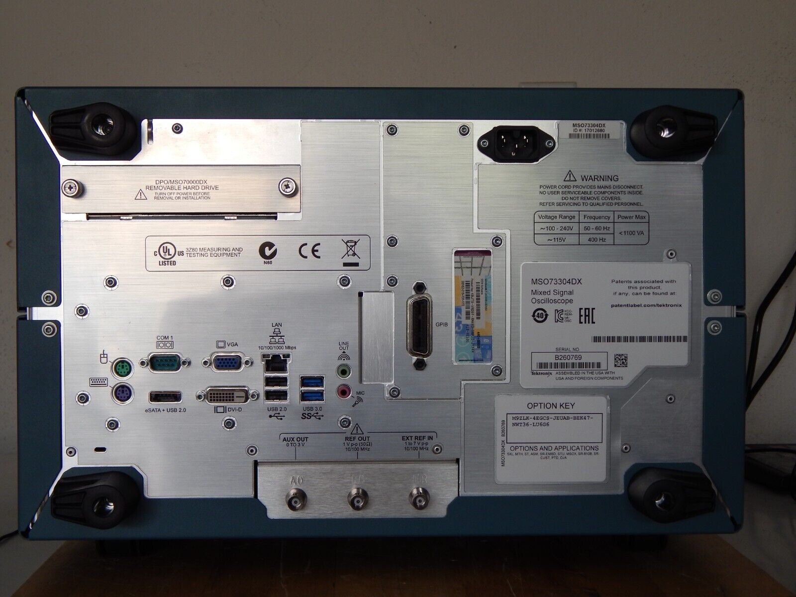 Tektronix MSO73304DX 33GHz, 100Gs/s, 4+16 Ch., MSO oscilloscope, NIST, W7