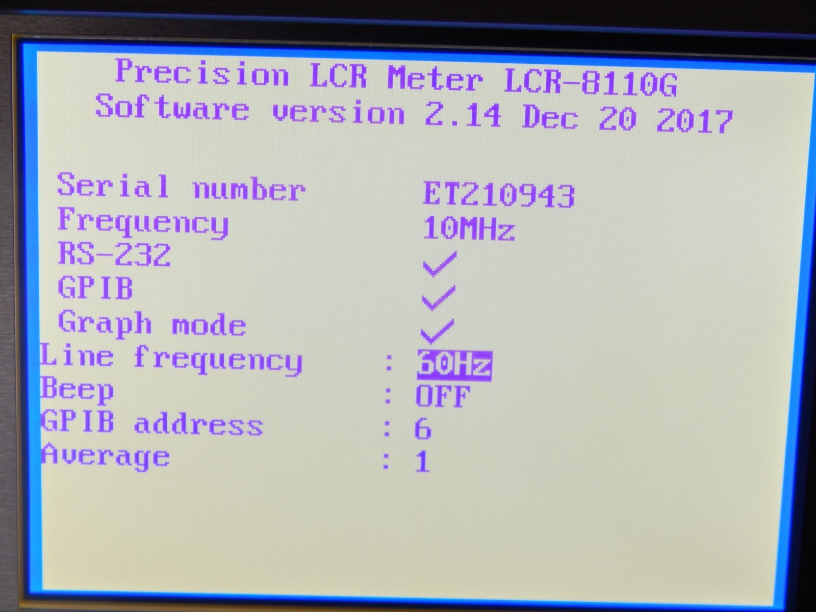 GW Instek LCR8110G 20Hz to 10MHz Precision LCR Meter w/ NIST calibration *mint*