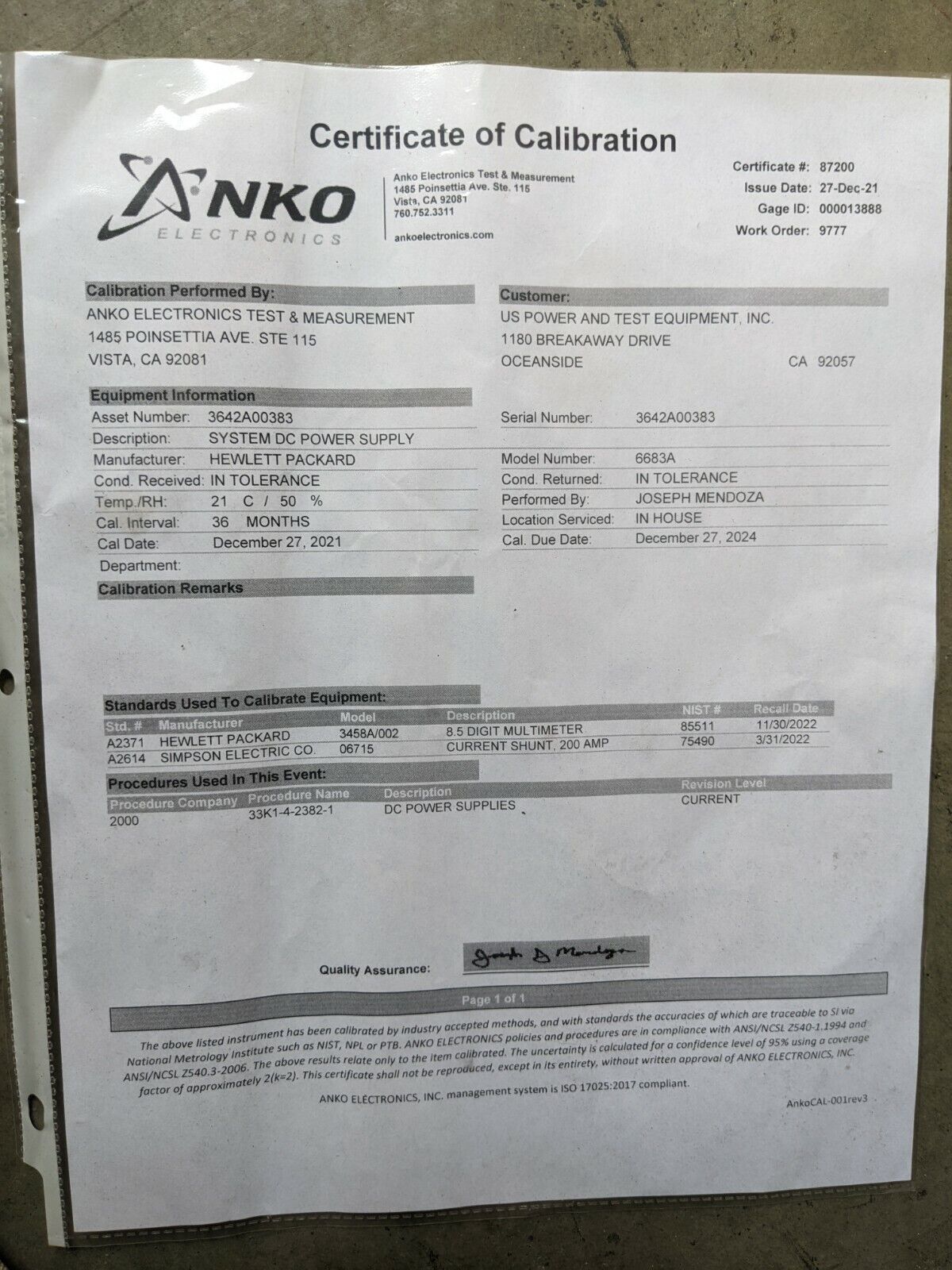 Agilent 6683A 5000 Watt System Power Supply, 32V, 160A, Vin 208Vac 3 phase