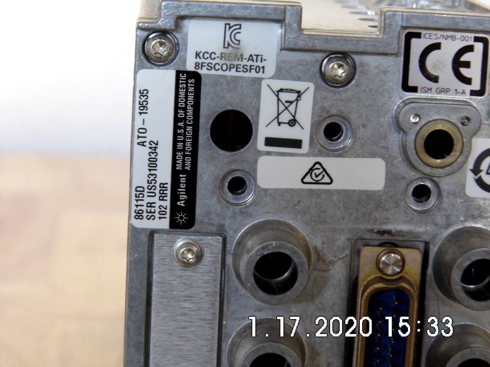 Keysight 86115D Optical Dual Module Input, Opt 102 (Dual Optical Input) NIST 