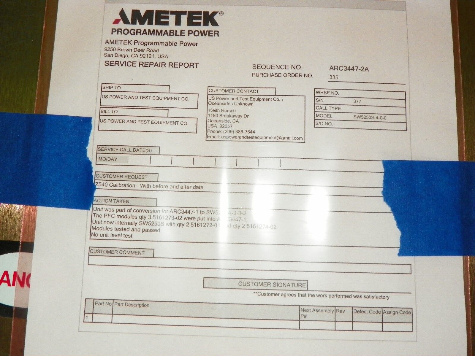 Ametek Elgar Rectifier Input module for  SW5250A  P/N 5161272-01 