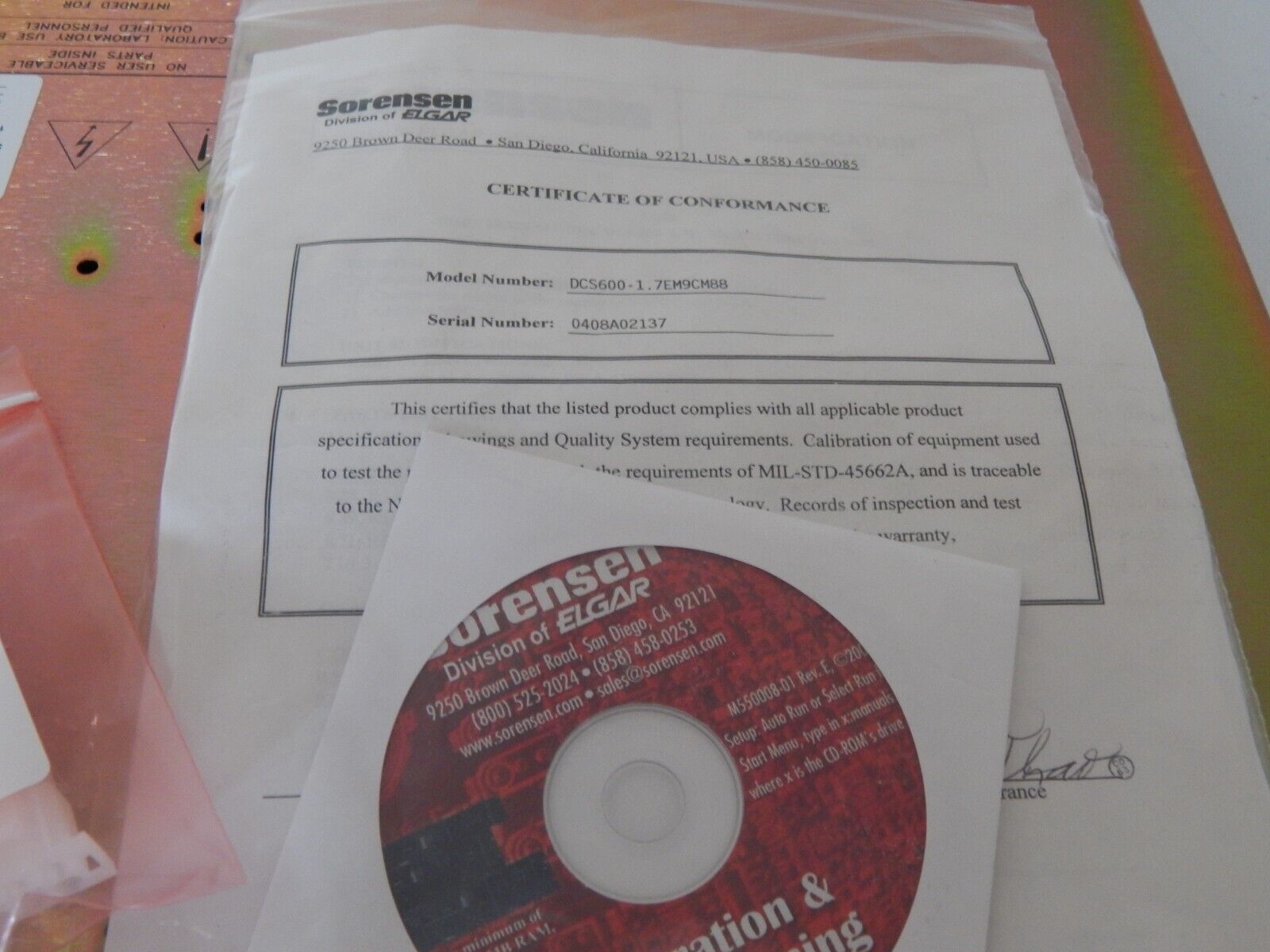 Sorensen DCS600-1.7EM9CM88  DC Power supply 500Vdc 2.0 Amps