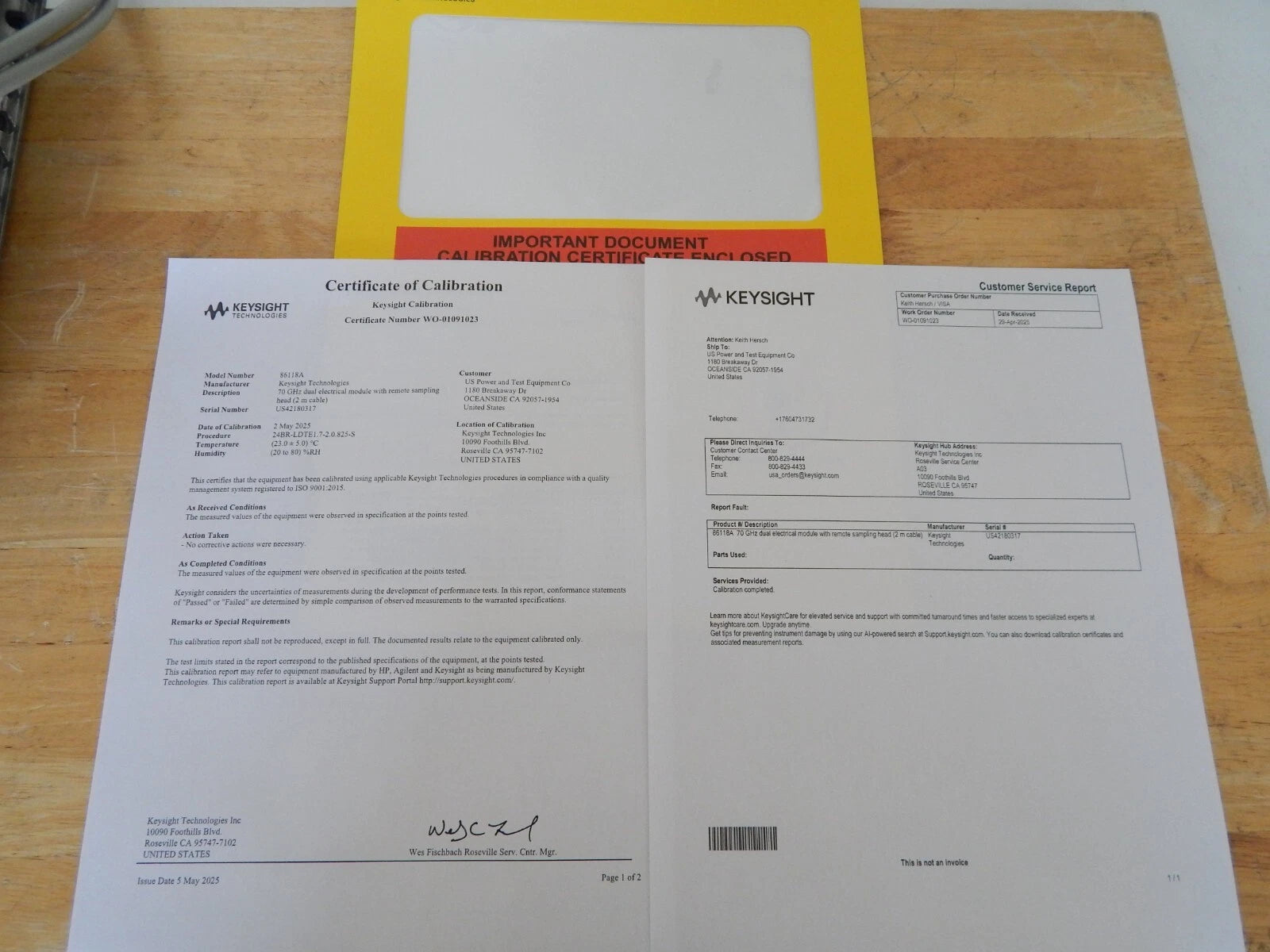 Agilent 86118A 70 GHz dual remote sampling head / module, Opt CFG001, NIST (2)